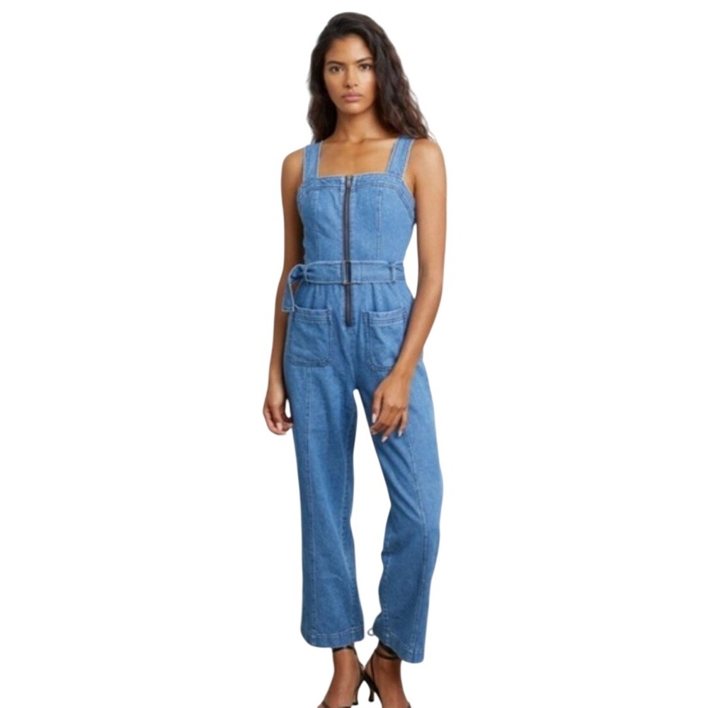 Rails‎ Ziggy Denim Jumpsuit Sorrento Wash Blue Cotton Tencel Smocked Back Size L